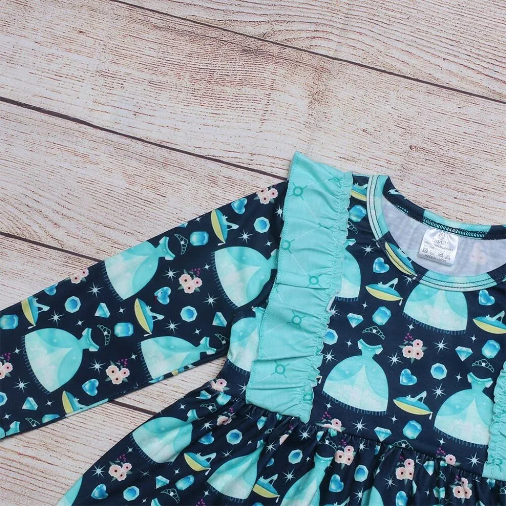 Boutique Girls Princess Cinderella Tunic Dress & Leggings Outfit Set